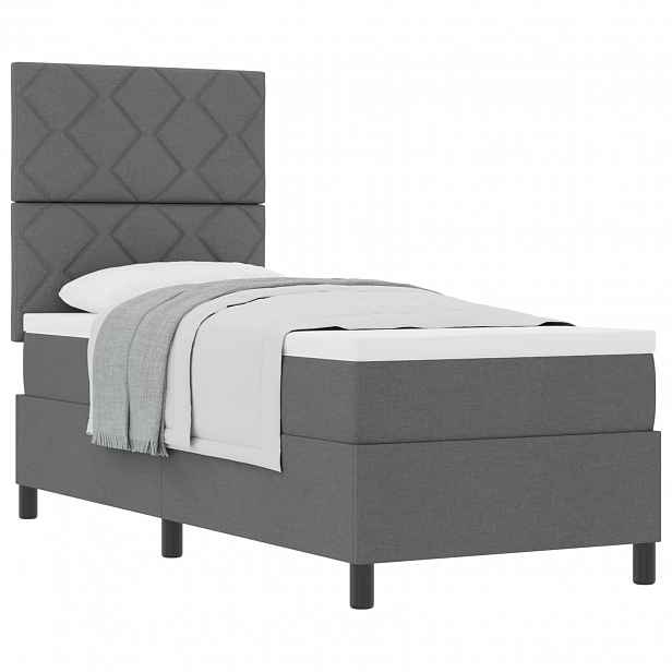 vidaXL Postel s boxspringem s čelo Tmavě šedá 80 x 200 cm textil