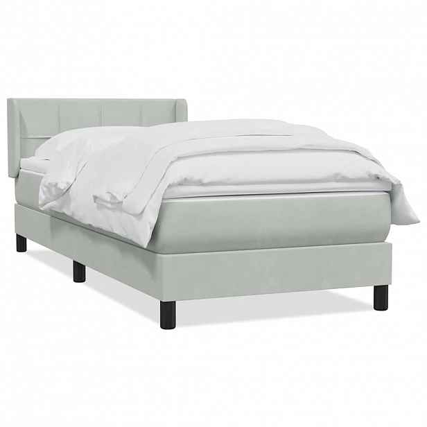 vidaXL Box Spring Postel s matrací Světle šedá 90x220 cm Samet