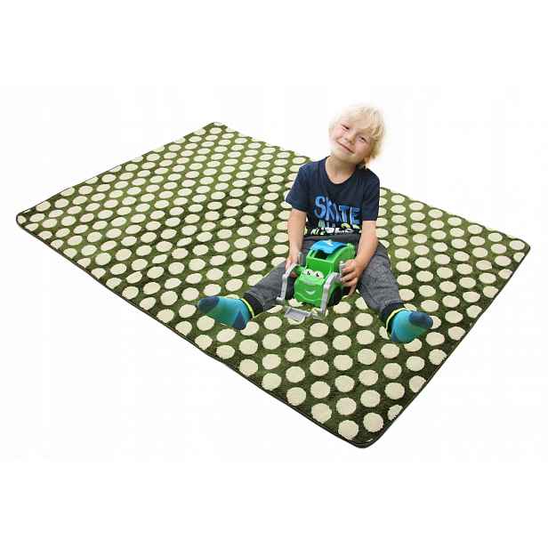 Koberec Plyšový pro dítě 3D Měkký Olivový plyš 160 x 220 cm