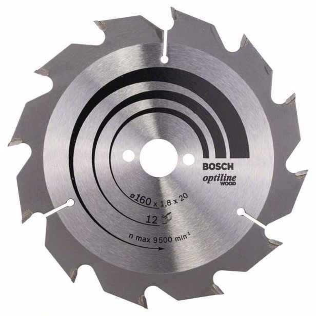 Kotouč pilový Bosch Optiline Wood 160×20/16×1,8 mm 12 z.