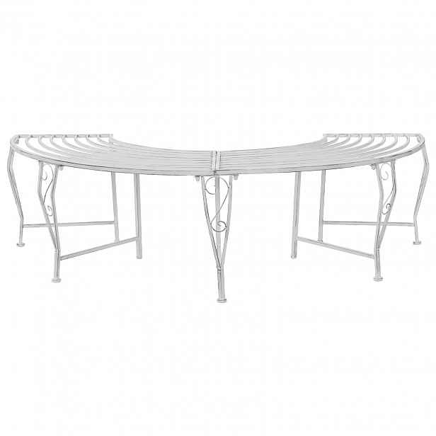vidaXL Stromová lavička 4 -místná 160 x 80 x 44 cm steel Antická bílá