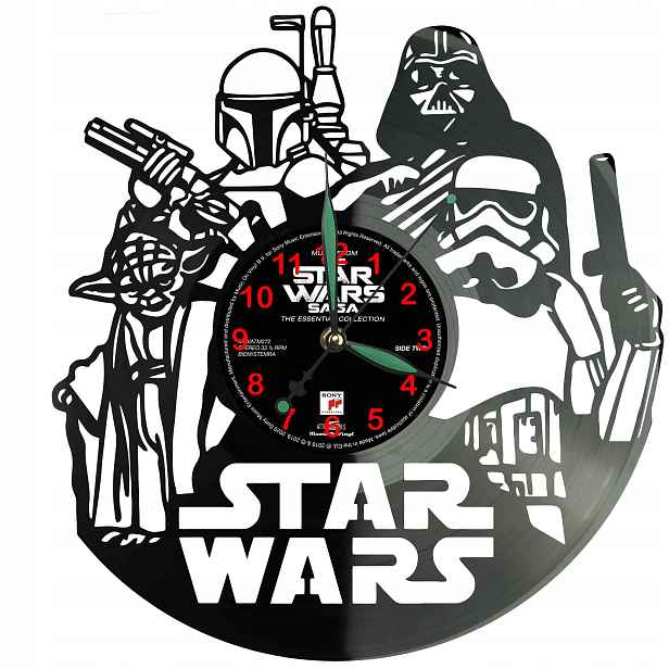 Star Wars Dárek Originální dekorace do domu Hodiny z vinylové desky