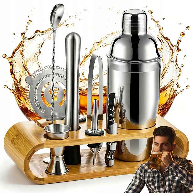 Barmanský Set Na Nápoje Shaker Nerezová Ocel S Akrylovým STOJANEMDárek