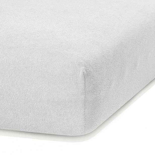 Bílé elastické prostěradlo s vysokým podílem bavlny AmeliaHome Ruby, 200 x 100-120 cm