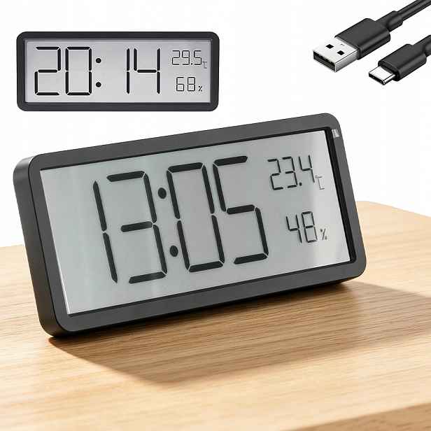 Hodiny Digitální Závěsný LCD budík Stojící teploměr 20 cm Bedee