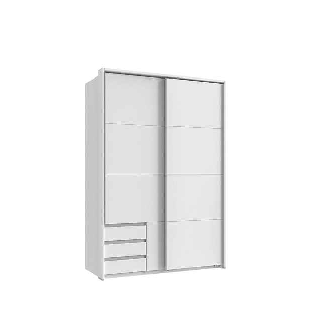 luma-home SKŘÍŇ S VZPÍRAJÍCÍMI SE DVEŘMI, 2dveřová, 138 × 65 × 200 cm (Š×H×V), šatní skříň Passepartout v bílé barvě s viditelnými zásuvkami / 22667