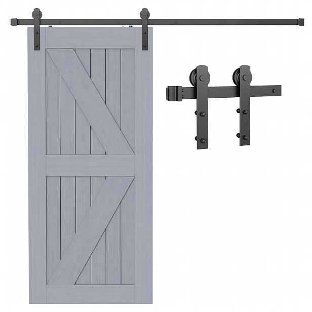 Systém posuvných dveří 200 cm, sada kování loft mat do 120 kg, vodicí lišta