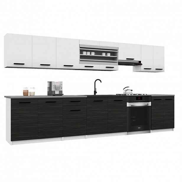 B BELINI GROUP KUCHYŇSKÁ LINKA Italia 3 320 cm, s pracovními deskami, Bílo-ebenová matná