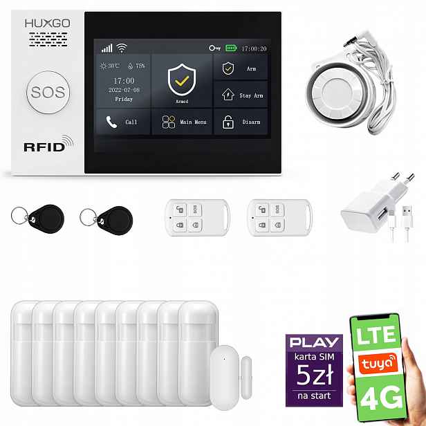 Bezdrátový alarm WiFi Gsm 4G, Tuya, sada alarmu Huxgo HXA007 R9PS