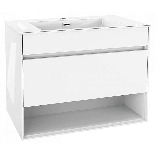 kielle Nefia - Skříňka s umyvadlem 80 cm, lesklá bílá 50027S810