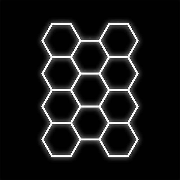 Led lampa 11HEX Hexagon 315x229 Medová Plástev Garáž Obývací pokoj Dům Černá