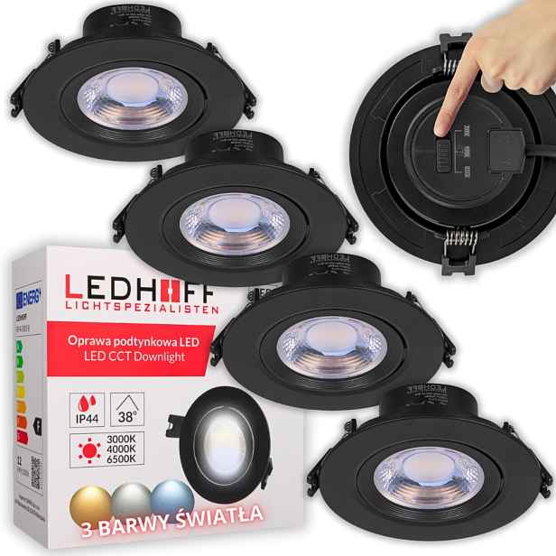 Podomítkové stropní svítidlo nastavitelné Led 3000K 6000K 12W spot černé x4