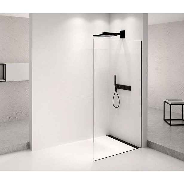 Polysan Architex - Sprchová stěna Walk-In, 96x210 cm, matná černá/čiré sklo AXB100CL