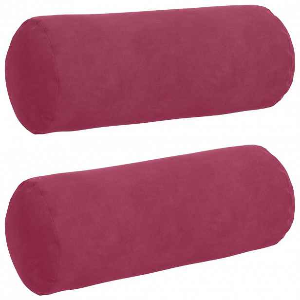 vidaXL Polštáře 2 pcs Víno Červené Ø 15 x 40 cm Žebrovaná látka