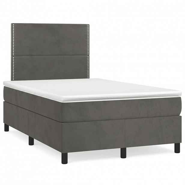 vidaXL Box spring postel s matrací tmavě šedá 120 x 200 cm samet