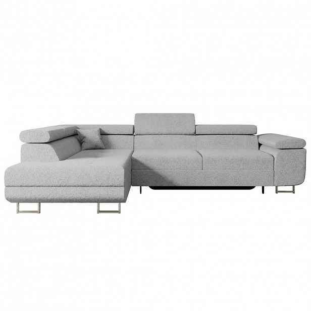 ALTDECOR ROHOVÁ SEDACÍ SOUPRAVA s funkcí lůžka a úložným prostorem GUSA-L 272x202x107 cm šedá buklé