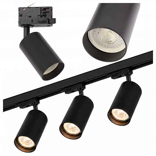 3fázový kolejnicový set 1 m Reflektorová lampa GU10 x3 Černá lišta