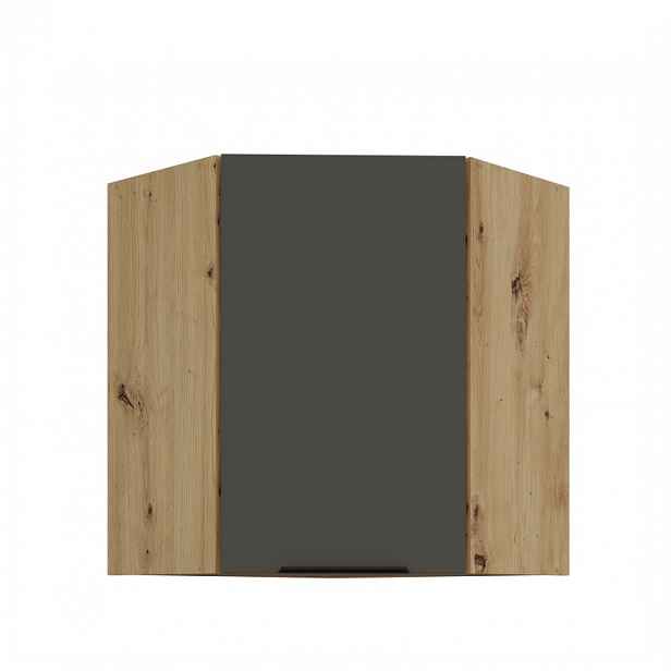 Horní rohová skříňka LUNARA 1 - 60x60 cm, grafit / dub artisan