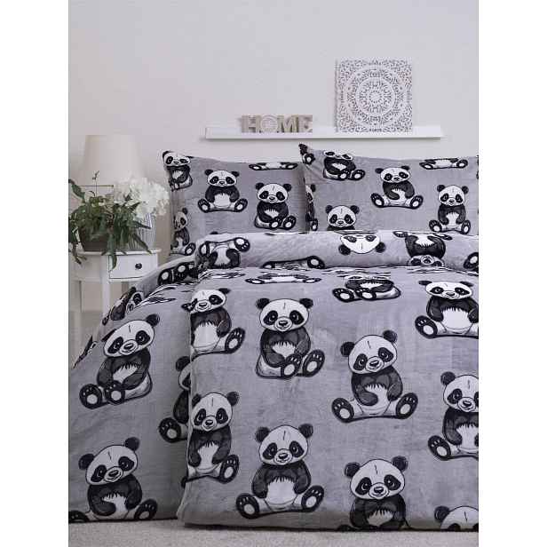MKLuzkoviny.cz Prodloužené povlečení mikroplyš Exclusive - Panda- 140 × 220 cm - 70 x 90 cm