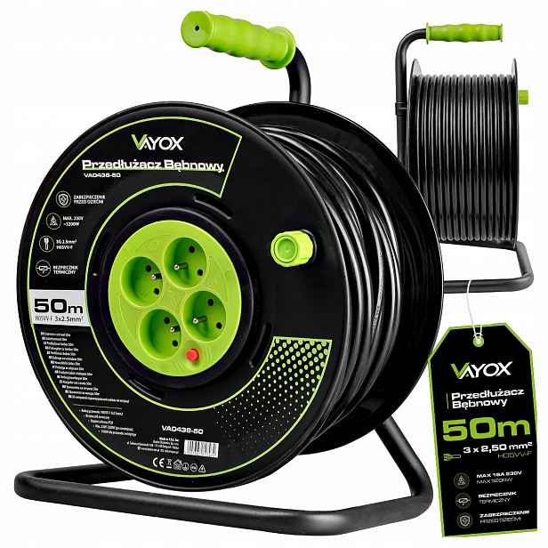 Prodlužovací Kabel 50 M Dlouhý, Silný 3X2,5 3200 W Vayox