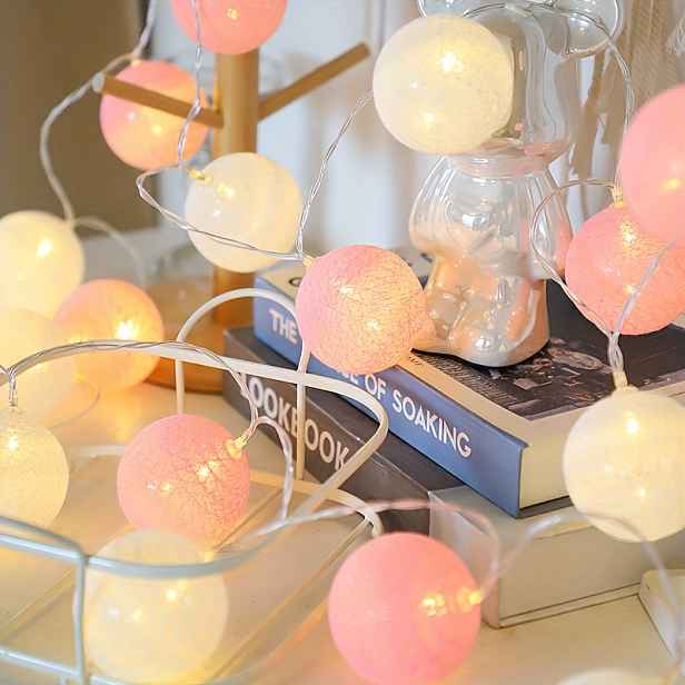 TEMU 10ft 20 LED Kulaté Světelný Řetěz – Ideální Dekorace pro Obchody, Místnosti a Kavárny s Macaronovým Stylu Osvětlením