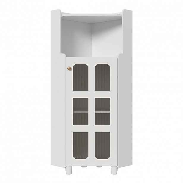 Urban Meuble ROHOVÁ SKŘÍŇ lakovaná bílá, prosklená vitrína, Smart LED