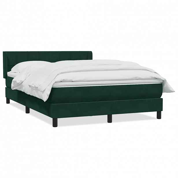 vidaXL Box spring postel s matrací tmavě zelená 160x220 cm samet
