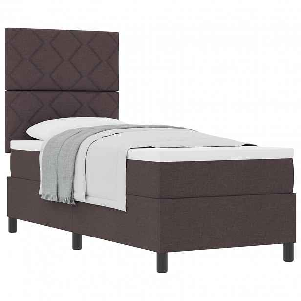 vidaXL Postel s boxspringem s čelo Tmavě hnědá 80 x 200 cm textil