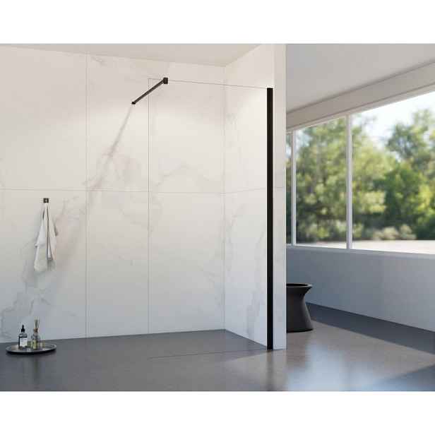 HOPA Walk-in sprchový kout LAGOS BLACK NEW 200 — Barva rámu - Černá, Rozměr A - 100, Rozměr C - 200, Výplň - Čiré bezpečnostní sklo - 8 mm