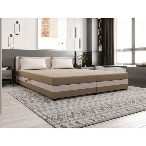 Kontinentální manželská postel 180x200 ROSIE 13 - světle hnědá / ecru