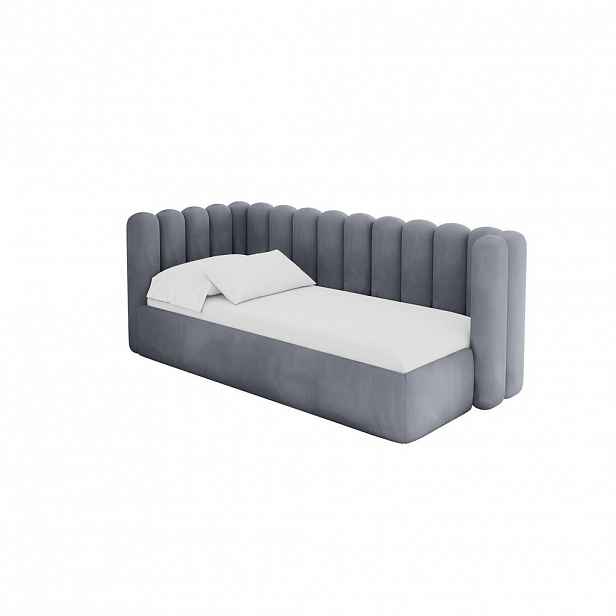 ALTDECOR JEDNOLŮŽKOVÁ POSTEL pro mládež s úložným prostorem, vpravo - HUGY 80x200 šedá