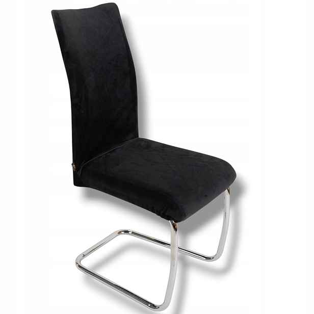 Potah na židli K147 Velur Velvet Tlustý Elastický Černý Premium