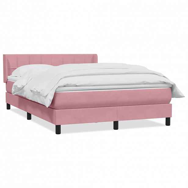 vidaXL Box spring postel s matrací růžová 160x220 cm samet