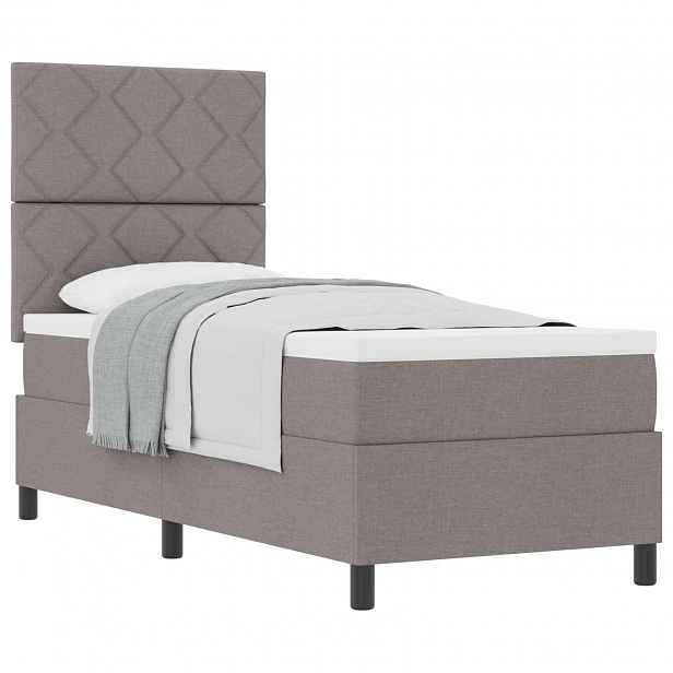 vidaXL Postel s boxspringem s čelo Taupe 80 x 200 cm textil