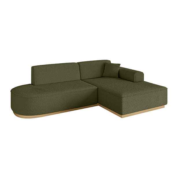 ALTDECOR ROHOVÁ SEDAČKA s otomanem, pravá IREA-L1-v2 232x165x80 Zelená Buklé