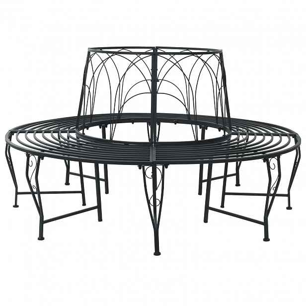 vidaXL Stromová lavička 8 -místná Ø 160 x 89 cm steel Černá Kulatý