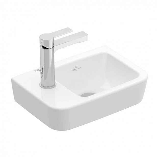 Villeroy & Boch O.novo - Umývátko Compact 36x25 cm, bez přepadu, 1 otvor pro baterii vlevo, alpská bílá 43423701