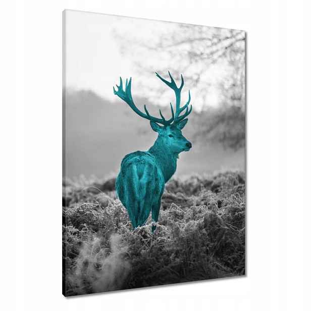 Obrazy 60x80 Tyrkysový jelen s parožím
