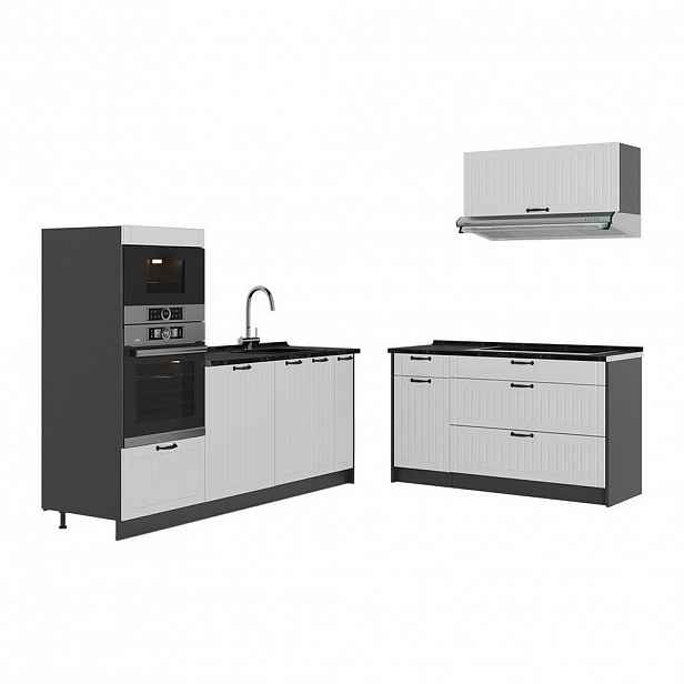 Vicco KUCHYNĚ Fame-Line, Bílý venkovský dům/Antracit, 340 cm bez pracovní desky