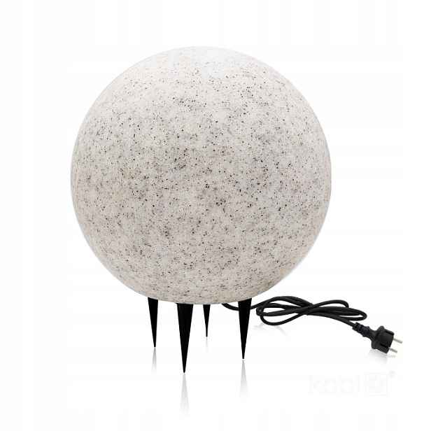 Zahradní lampa koule 28 cm svítící kamenná imitace mramoru šedá IP65 Kobi