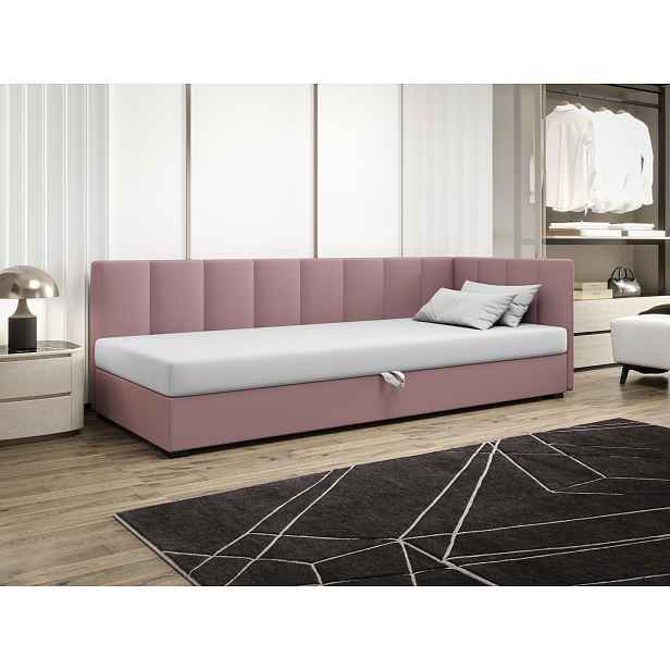 Jednolůžková postel 80x195 MANKA PLUS 1 - růžová / bílá