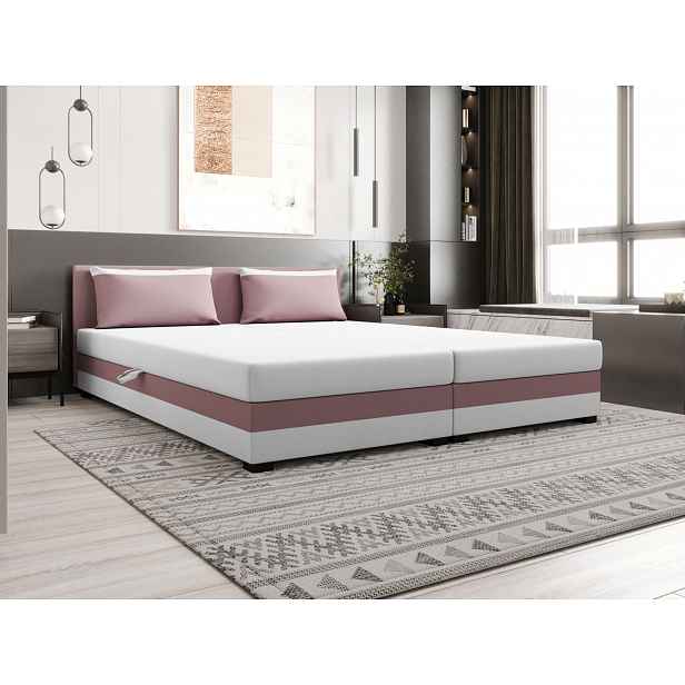 Kontinentální manželská postel 180x200 ROSIE 13 - růžová / bílá