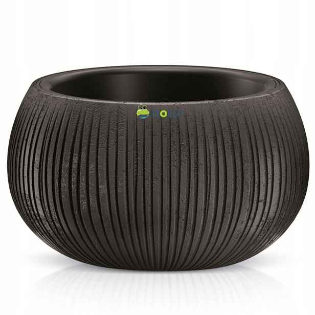 Květináč obal struktura vložka 37x22 cm černý beton kulatý