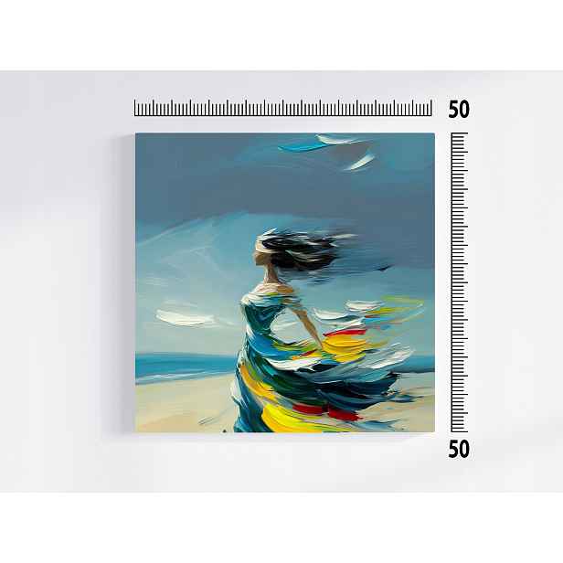 Obraz Na Plátně Canvas Žena Postava Pláž Moře Vítr Léto Pohyb 50x50
