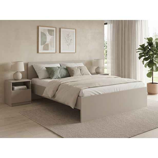 Postel ELISA 140 x 200 cm, kašmírově béžová Rošt: Bez roštu, Matrace: Matrace Coco Maxi 20 cm