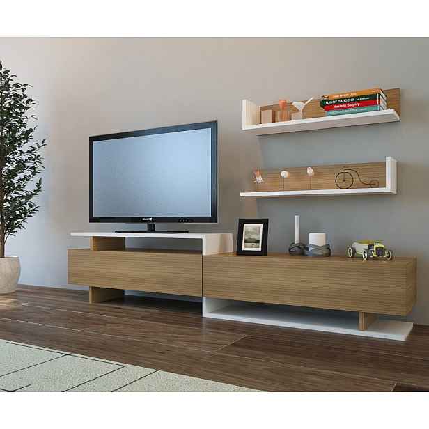 TV stěna / Sestava pod TV Ayaz - Teak, White