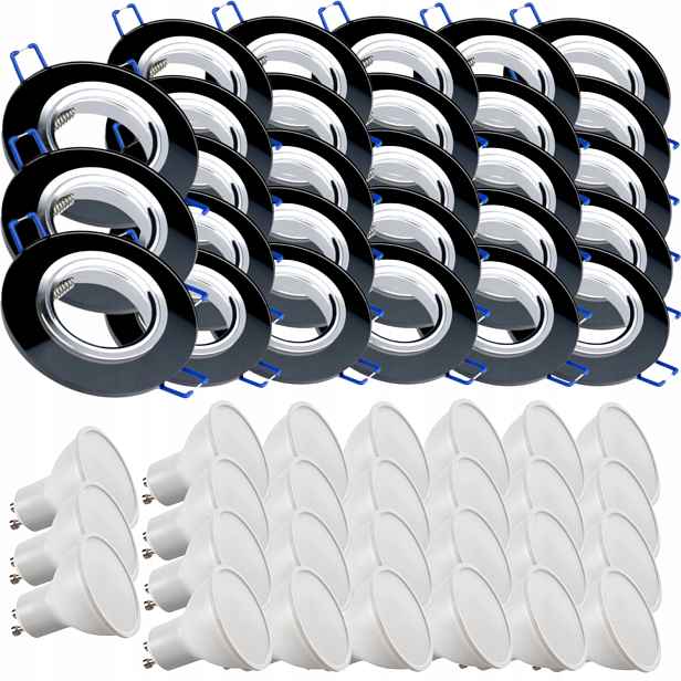 28 x Černá Skleněná Stropní Lampa Kulatá Objímka Led Žárovky 5W