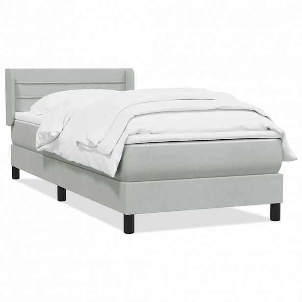 vidaXL Box spring postel s matrací světle šedá 80x210 cm samet