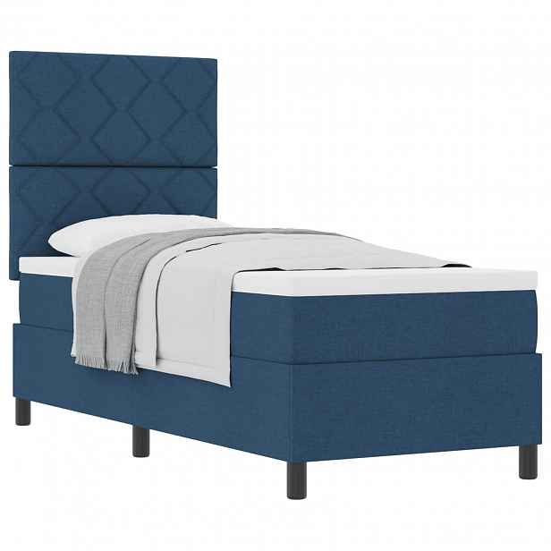 vidaXL Postel s boxspringem s čelo Modrá 80 x 200 cm textil