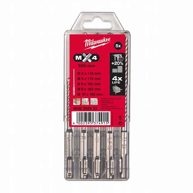 Milwaukee Vrtáky SDS-Plus MX4, 4-břité sady